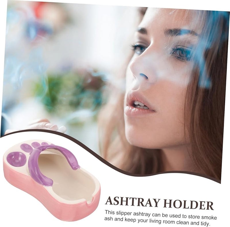 منفضة سجائر على شكل شبشب سيراميك مقاومة للحريق حامل رماد زخرفي للمنزل المكتب البار - Image 4